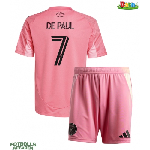 Inter Miami Rodrigo De Paul #7 Hemmaställ Barn 2025-26 Kortärmad (+ Korta byxor)